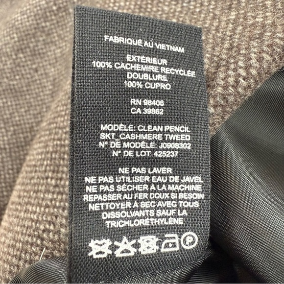 Theory Clean Pensil Skirt Size 12 Cashmere Tweed Elegant Brown Skirt - Picture 8 of 9